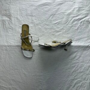 Ann Marino White Strappy Heels Sz 7M Fairy Whimsical Y2k